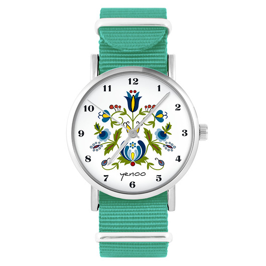 zegarki damskie Zegarek - Kaszubski  - turkusowy, nylonowy