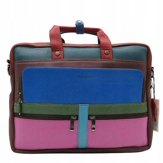 torby na ramię Aktówka torba na laptopa skórzana rączki regulowany pasek kieszenie OLIVKA