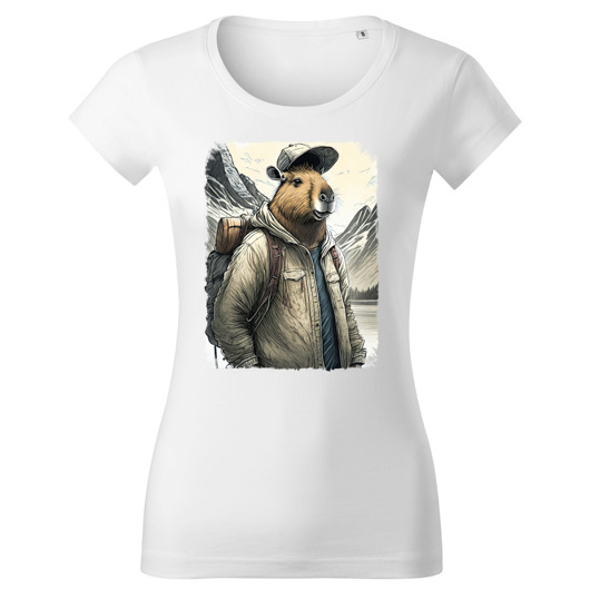 t-shirt damskie Tatra Art i kapibara turyściara w górach jako turysta damska v3
