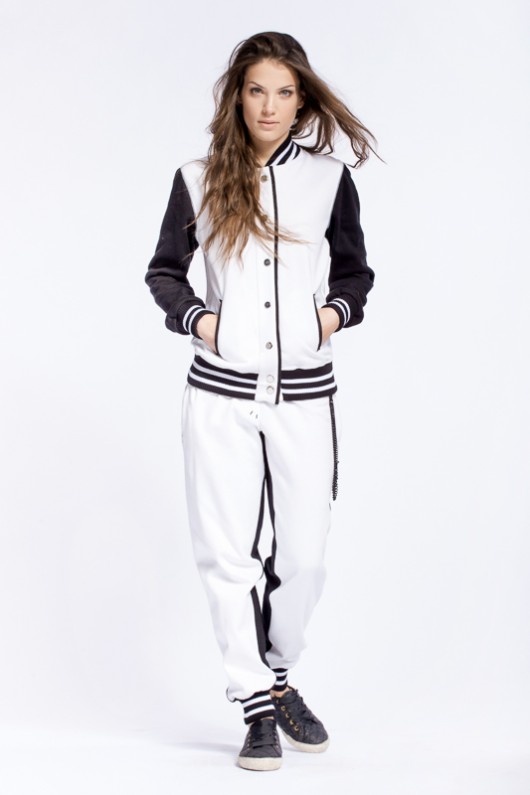bluza bez kaptura damska Bluza bomber czarno - biała KOKILOK 526