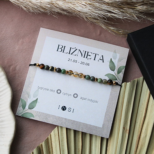 bransoletki z kamieni naturalnych Bransoletka zodiakalna BLIŹNIĘTA z kamieni naturalnych