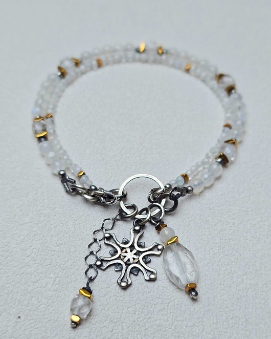 bransoletki srebrne Podwójna  Bransoletka Śnieżynka