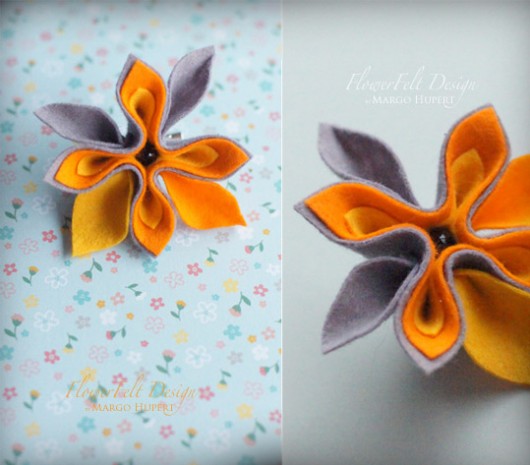 Szaro pomarańczowa FlowerFelt Design