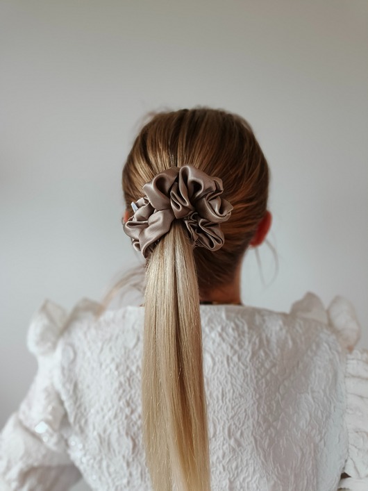gumki do włosów Gumka jedwabna, scrunchie, frotka cappuccino MAXI