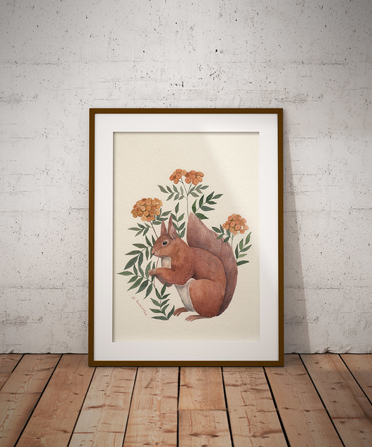 Plakat ilustracja wiewiórka we wrotyczu Monika Ruminska