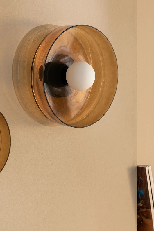 kinkiety Kinkiet szklany Jaxal bursztynowy Ø35 cm