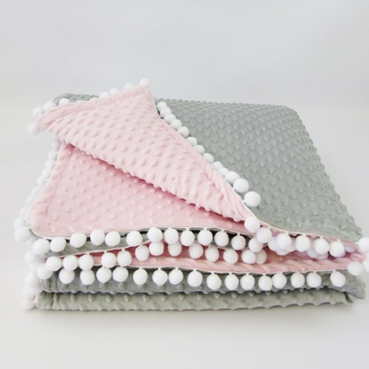 Dwustronna Narzuta Minky Szaro Różowa Enitka Sweet Baby Room