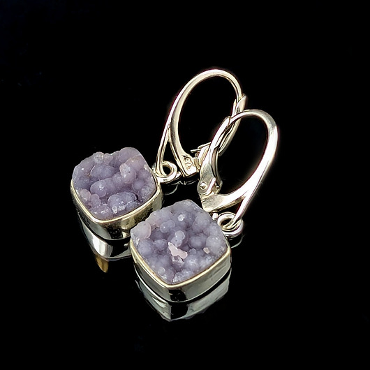 kolczyki srebrne Kolczyki srebrne chalcedony winogronowe