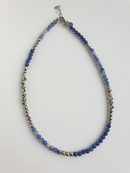 chokery Naszyjnik choker NEO lapis lazuli, jaspis niebieski, dalmatyński, hematyt