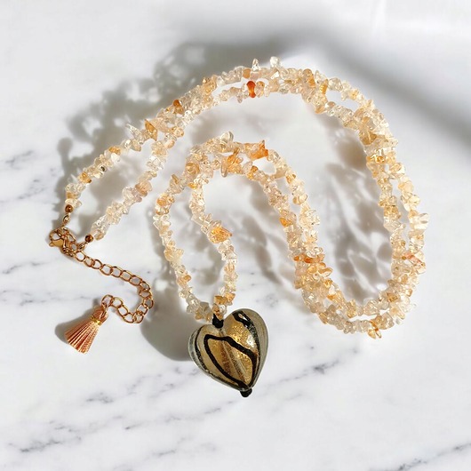 wisiory Cytryn i serce : długi naszyjnik