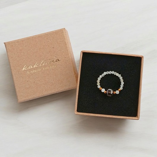 pierścionki elastyczne Pierścionek DOBROBYT - amulet - cytryn, kwarc dymny, kryształ górski