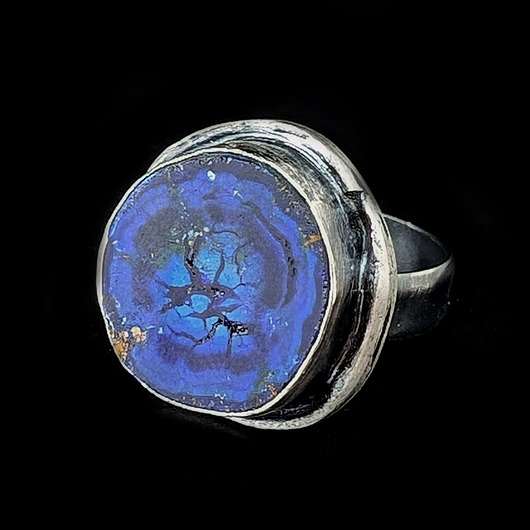 pierścionki srebrne Pierścionek Geoda azurytu