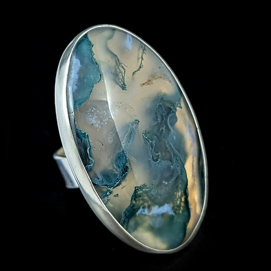 pierścionki srebrne Pierścionek zamglony agat mszysty