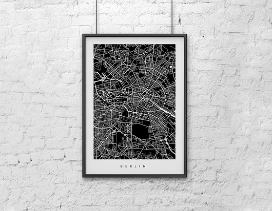 PLAKAT BERLIN - B1 - MAPA MIASTA, PREZENT PLAKATY GEOMETRYCZNE
