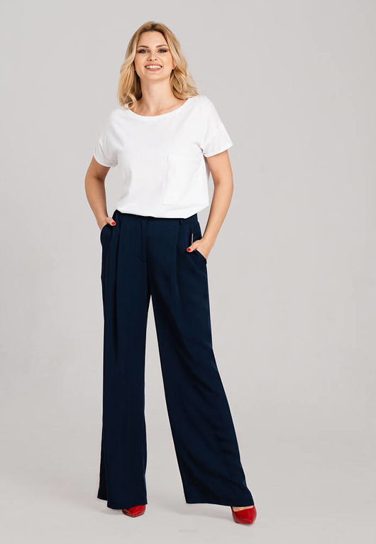 spodnie materiałowe damskie Spodnie damskie z szeroką nogawką Odyseusz Look 249