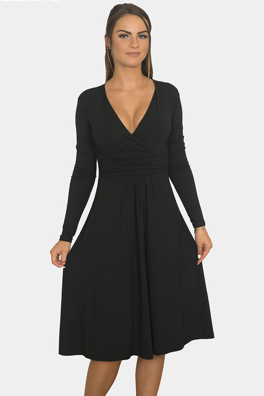 Sukienka midi odcięta pod biustem CZARNA  Dressroad