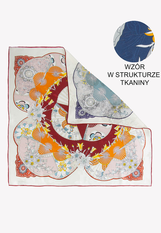 apaszki Elegancka apaszka damska dwustronna jedwabna z tłoczonym wzorem