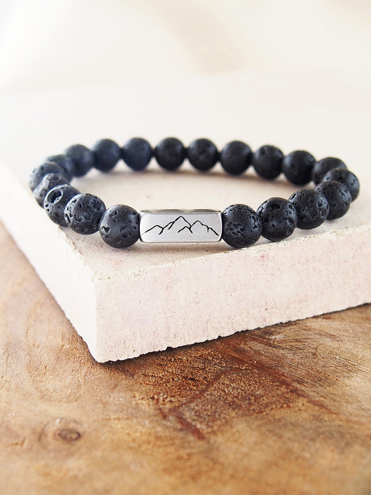 biżuteria męska Bransoletka męska z lawy wulkanicznej Góry