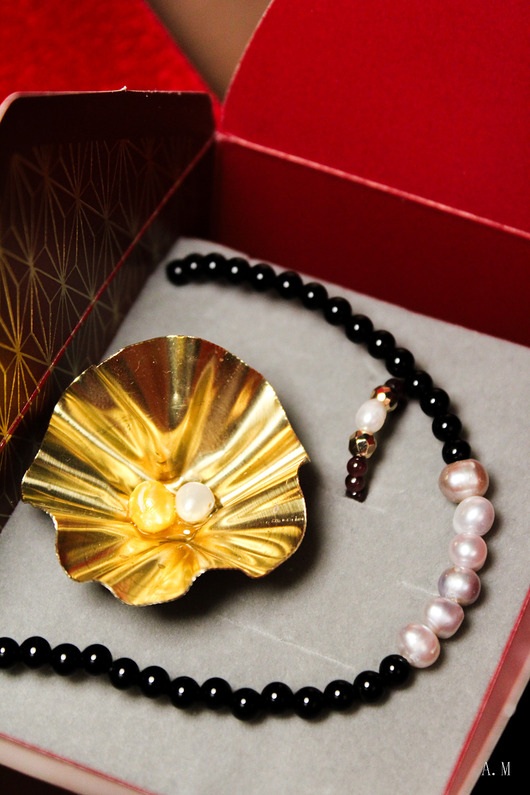 komplet biżuterii Komplet Onyks z perłą #1