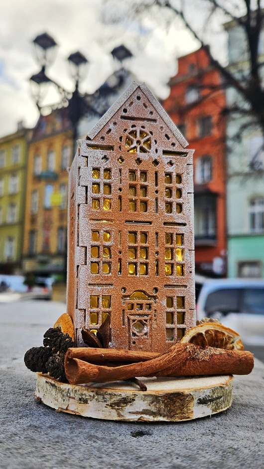 dekoracje świąteczne Mini kamieniczka lampion - z suszem