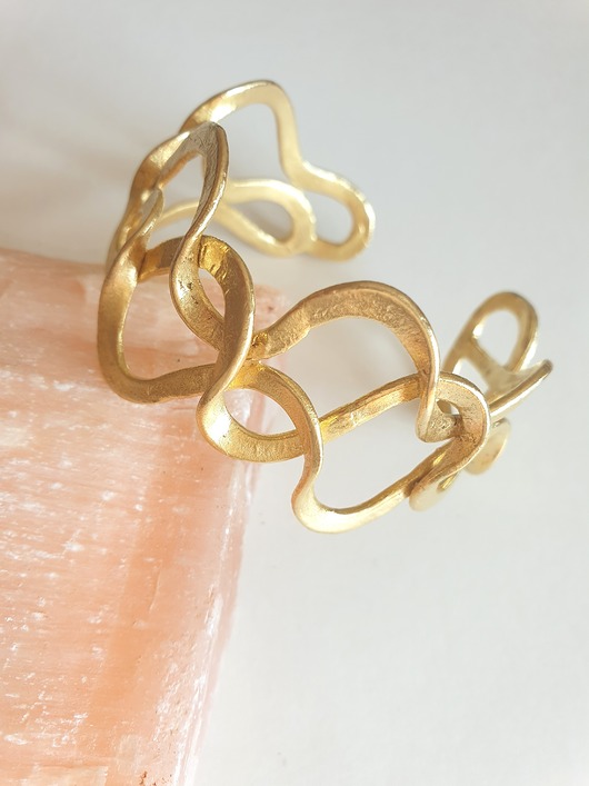 bransoletki złote Bransoletka ANTYK fale,surowy mosiądz