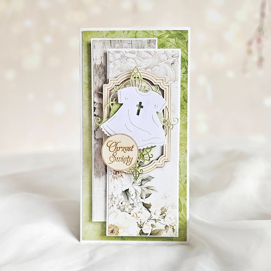 kartki, zaproszenia na chrzest Kartka na chrzest z szatką