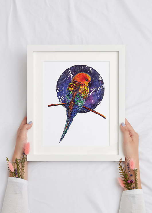 Wydruk  ilustracji Papuga i gwiazdy Arty arty
