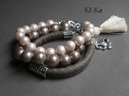 Pearls and leather set - bransoletki KiKa pracownia