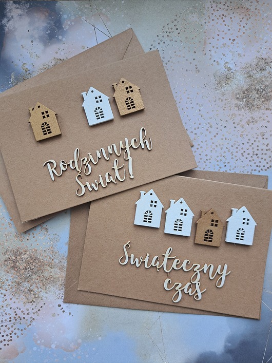 kartki scrapbooking Zestaw dwóch kartek bożonarodzeniowych