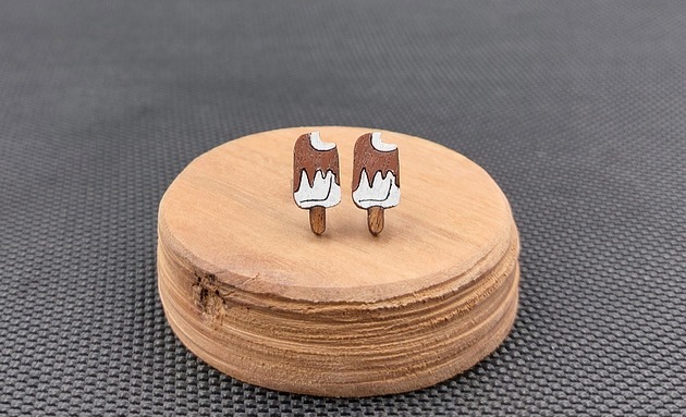 kolczyki drewniane Kolczyki drewniane LODY NA PATYKU