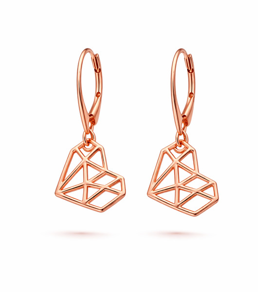 kolczyki pozłacane Kolczyki ORIGAMI HEARTS- srebro, złoto, różowe złoto