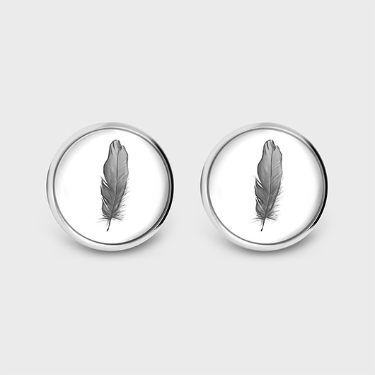 kolczyki szklane Kolczyki sztyfty - Piórko - grafika