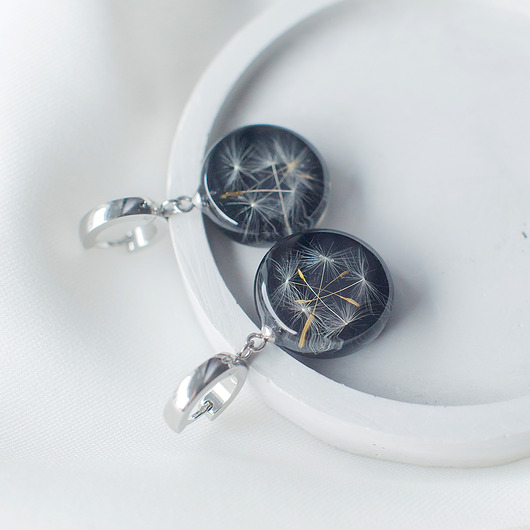 kolczyki z żywicy Kolczyki z rzęsek dmuchawca