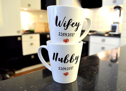 KUBKI ŚLUBNE Latte WIFEY/HUBBY FarrowDesign