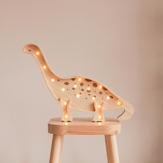 lampy do pokoju dziecka Drewniana Lampka Dino - Natural