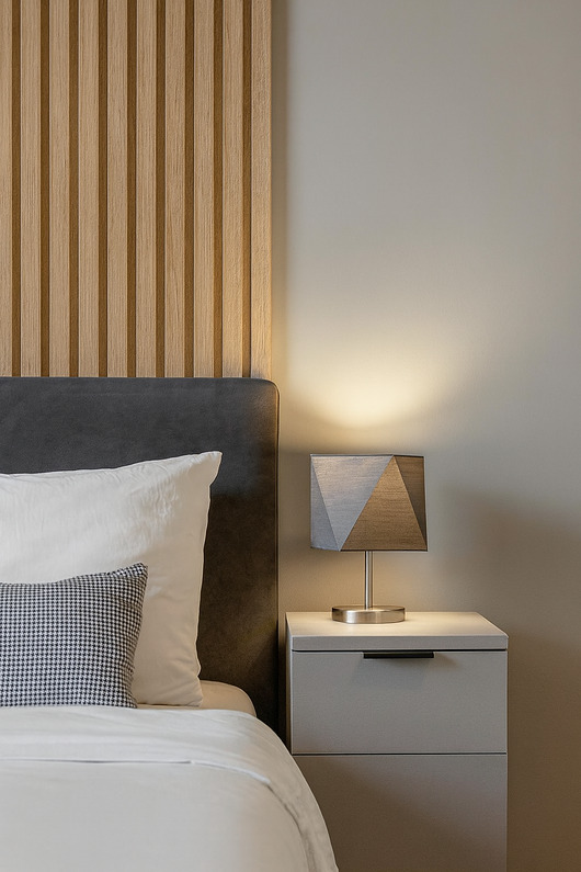 lampy stołowe Minimalistyczna lampka nocna do sypialni PASADENA z abażurem