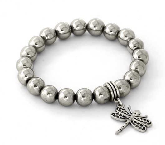 Silver hematite with dragonfly pendant. Lavoga
