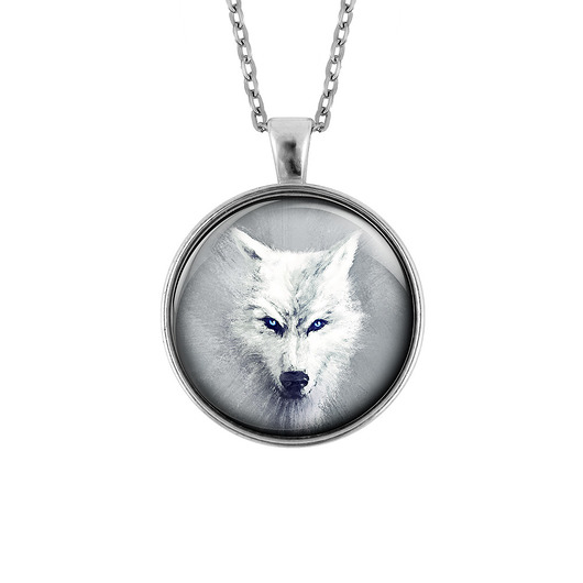 wisiory Medalion - Biały wilk - duży