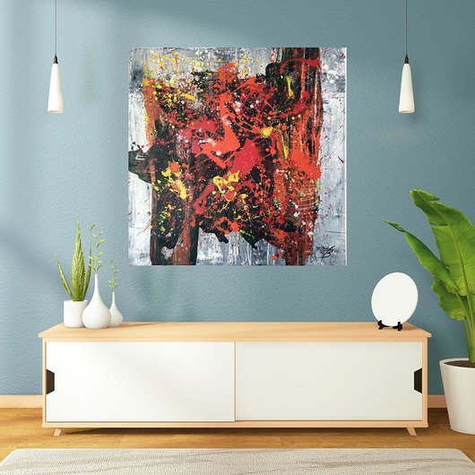 obrazy GNIEW 80x80 cm Akryl na płótnie Duży obraz Abstrakcja do salonu