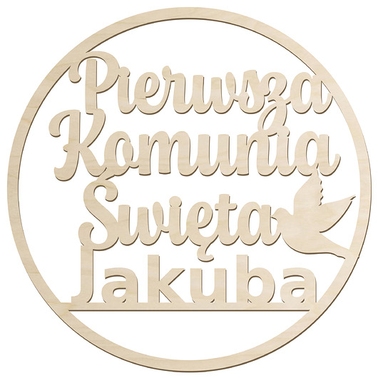 komunia - pozostałe Obręcz drewniana Komunia Święta 50cm z IMIENIEM Ozdoba na sale komunijną