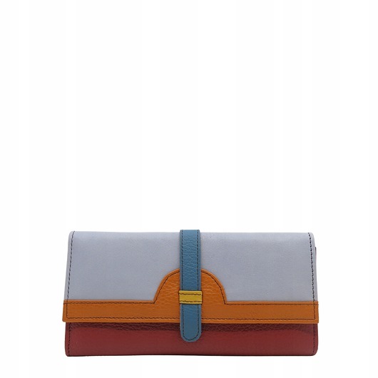 portfele damskie Portfel damski skórzany ze skrawków kolorowy przegródki na karty OLIVKA