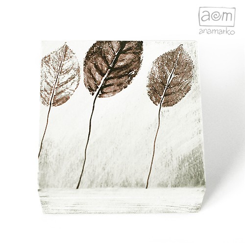 ::pudełko 14x14  - liście sepiowe anamarko