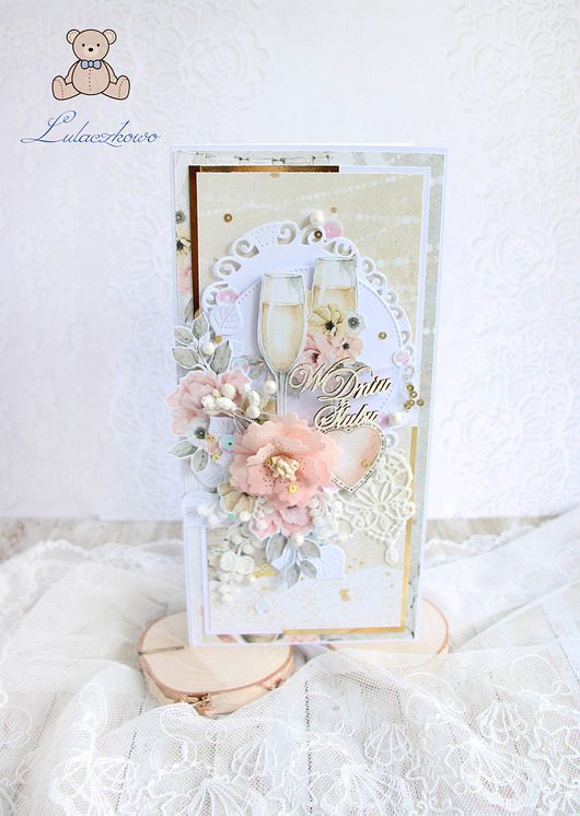 kartki scrapbooking Kartka ślubna DL pamiątka "Marry Me" GOTOWA