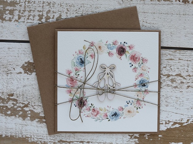 kartki scrapbooking Kartka urodzinowa baletki