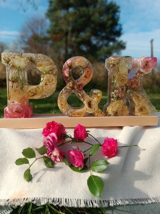 Ślub - inne Konserwacja bukietu ślubnego - literki inicjały