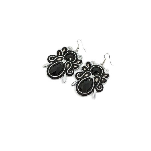 kolczyki soutache Czarno-srebrne kolczyki sutasz - kolekcja Angel
