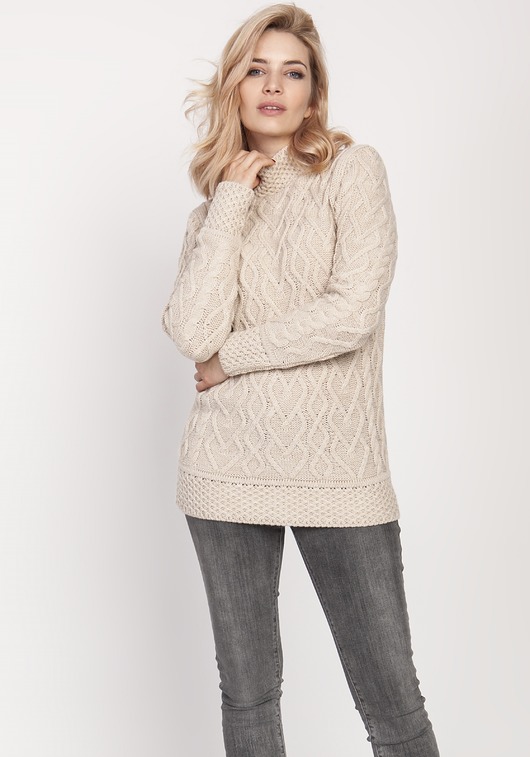 Sweter z półgolfem,SWE211 beż MKM MKMswetry