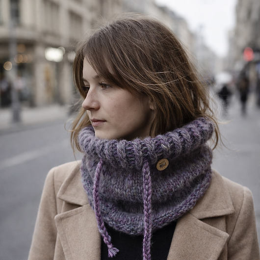 szale damskie Komin otulacz ręcznie robiony alpaka jedwab