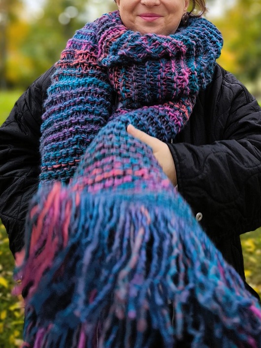 szale damskie MAXCOLOR duży szal handmade " kosmiczne energie"