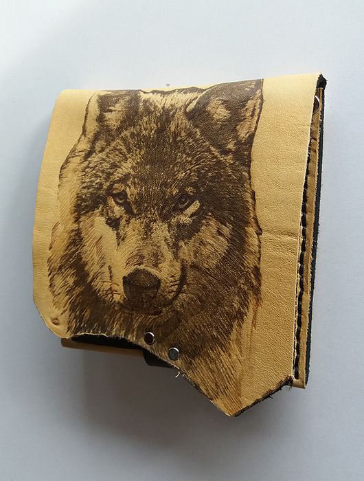 portfele damskie skórzany portfel z wilkiem